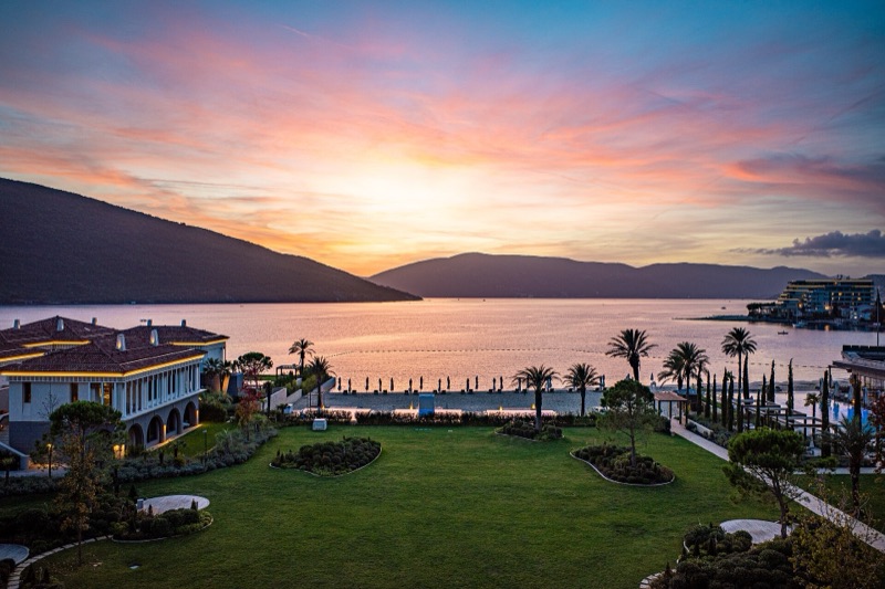 Sunset over the Bay of Kotor from One&Only Portonovi, Montenegro
