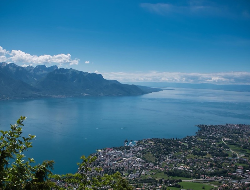 Lake Geneva from the hills above Montreux and Clarens