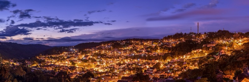 Panorama of Centro de Gramado at night